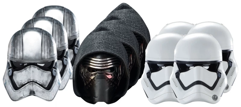 Star Wars MASKS - Character Mask Party Pack 8 - 4 X First Order Stormtrooper - 3 X Kylo Ren - 3 X Captain Phasma