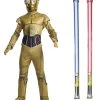 Star Wars Costume Deluxe Child - C-3PO - WITH X2 FREE LIGHTSABERS