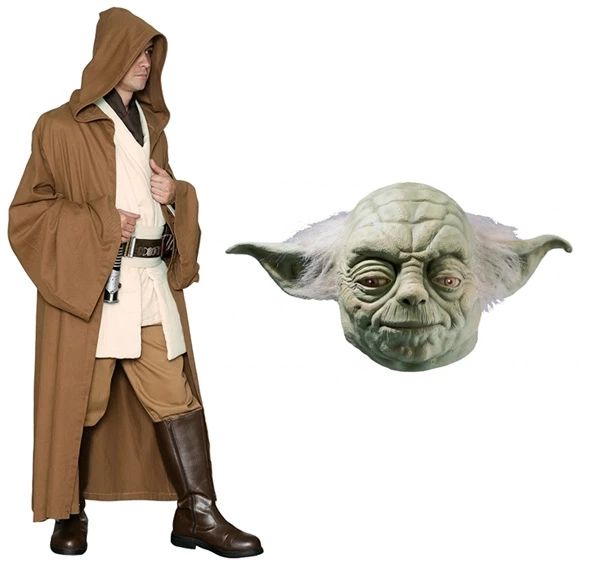 Star Wars Costume Adult - Light Brown Robe And Yoda Mask