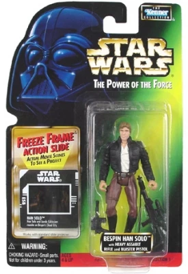 Star Wars Action Figure - Bespin Han Solo With Heavy Assault Rifle And Blaster Pistol - Freeze Frame Action Slide